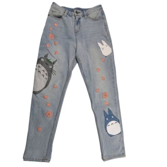 Studio Ghibli My Neighbor Totoro Sakura Mom Jeans Anime Manga Light Junior Sz 3 - Picture 1 of 14